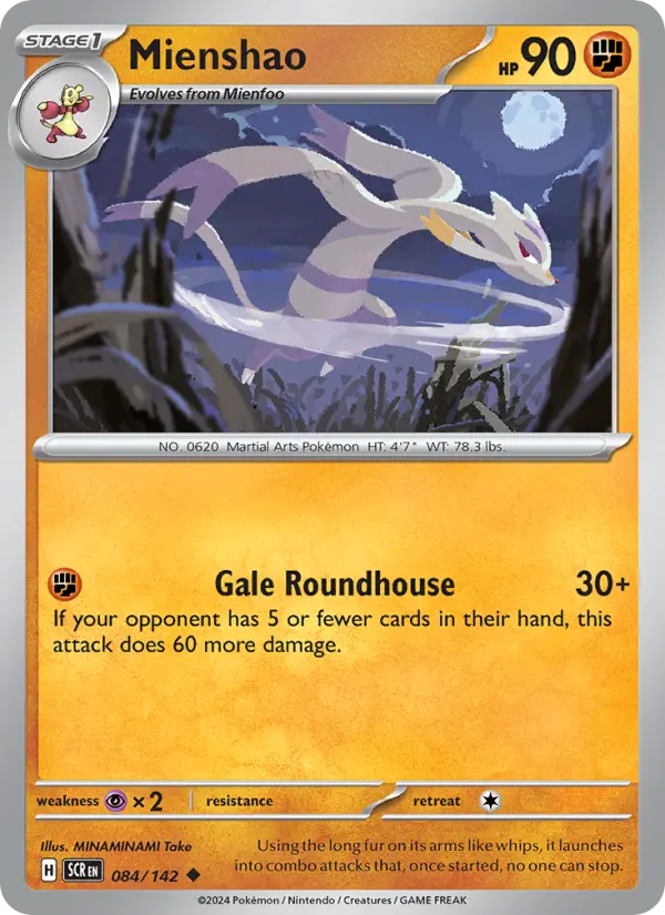 Mienshao Uncommon Pokemon card #084 from Stellar Crown
