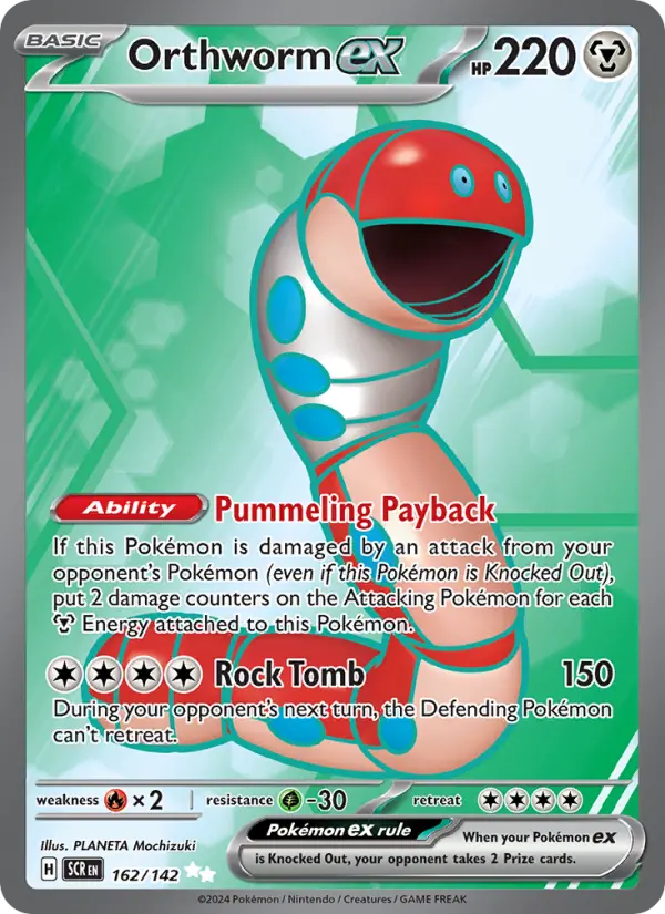 Orthworm ex Ultra Rare Pokemon card #162 from Stellar Crown