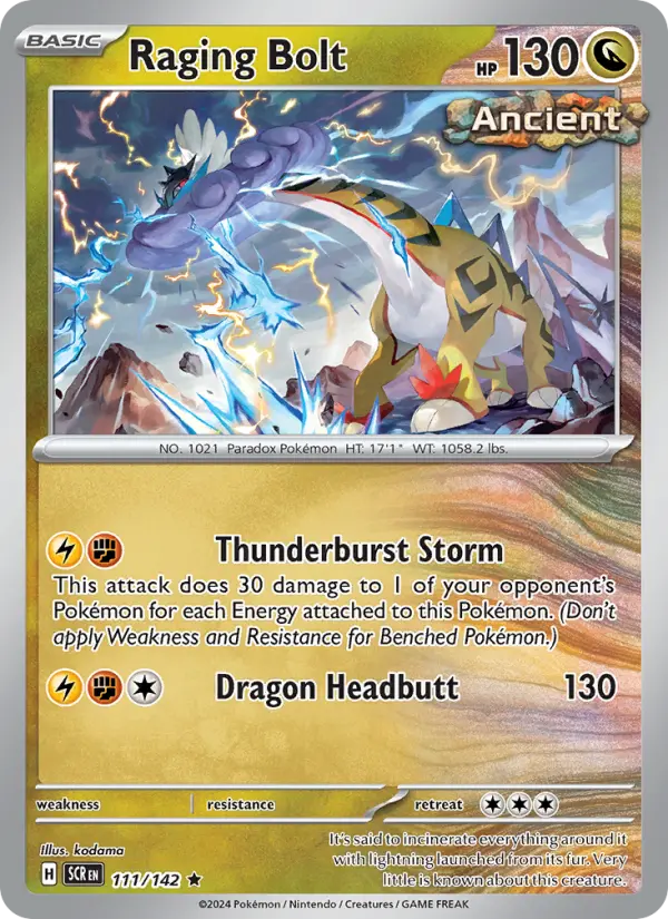 Raging Bolt Rare Pokemon card #111 from Stellar Crown