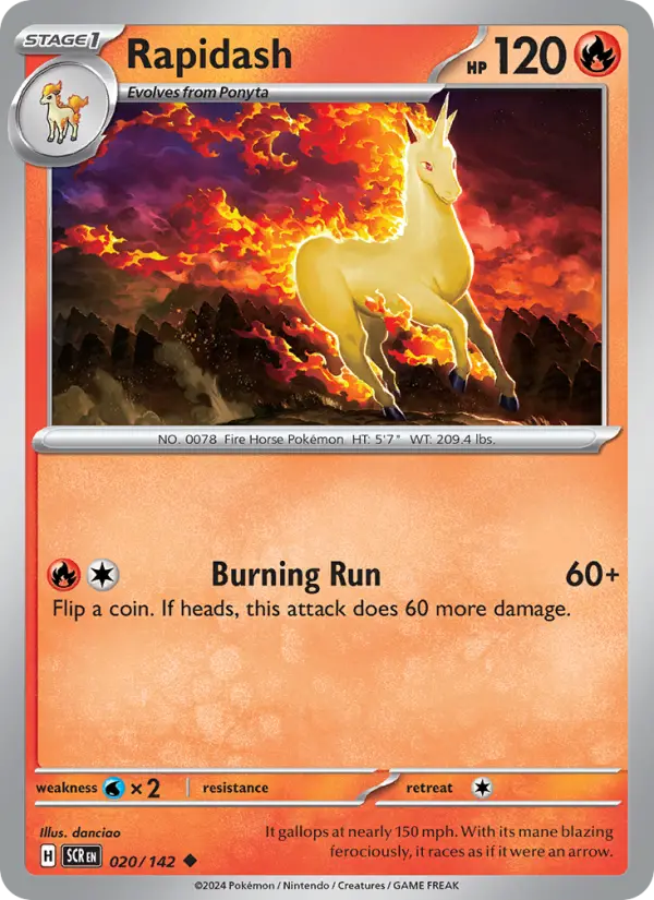 Rapidash Uncommon Pokemon card #020 from Stellar Crown