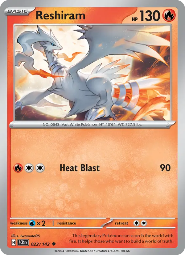 Reshiram Uncommon Pokemon card #022 from Stellar Crown