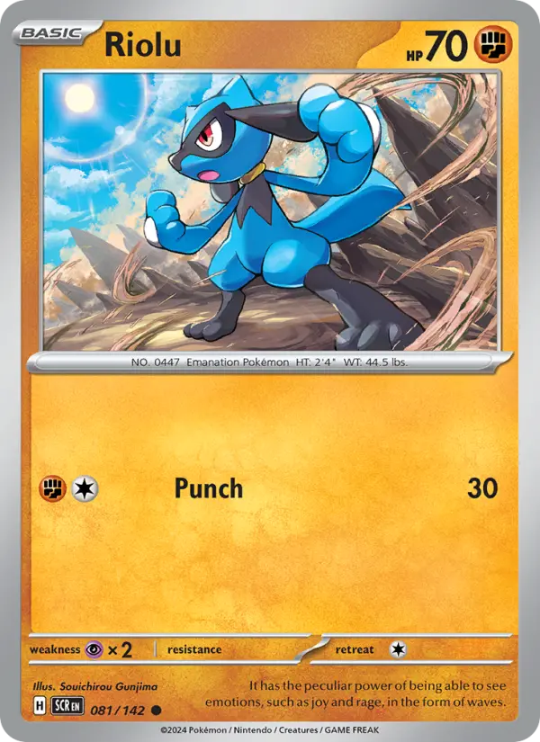 Riolu Common Pokemon card #081 from Stellar Crown