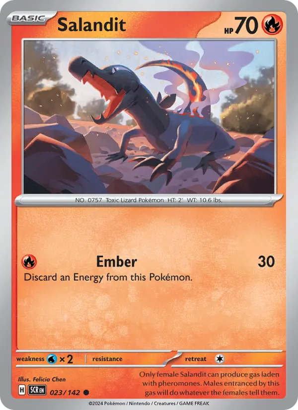 Salandit Common Pokemon card #023 from Stellar Crown