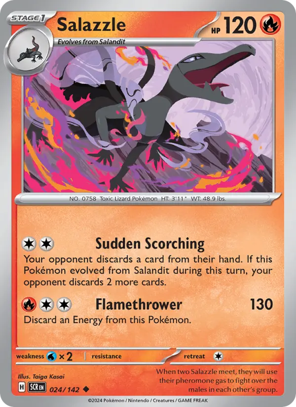 Salazzle Uncommon Pokemon card #024 from Stellar Crown