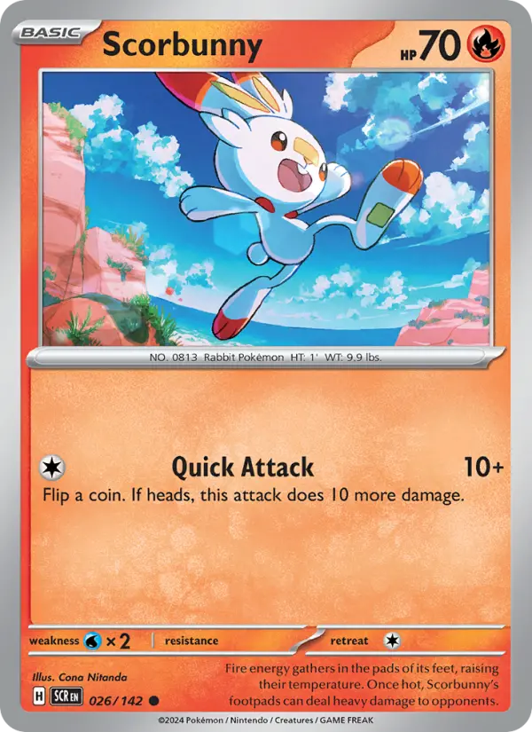 Scorbunny Common Pokemon card #026 from Stellar Crown