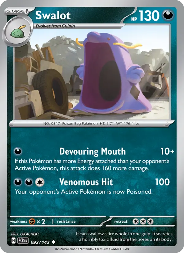 Swalot Uncommon Pokemon card #092 from Stellar Crown