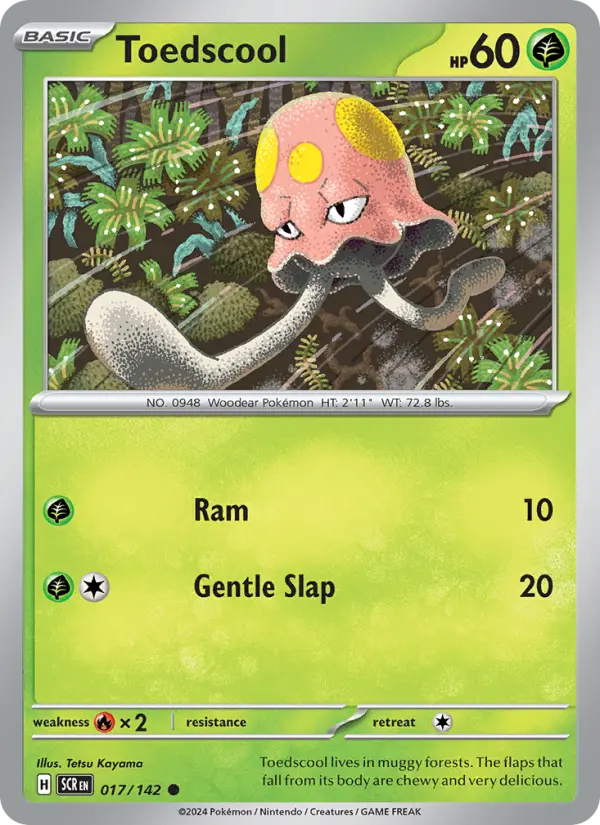 Toedscool Common Pokemon card #017 from Stellar Crown