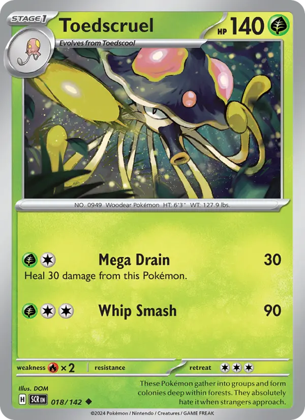 Toedscruel Uncommon Pokemon card #018 from Stellar Crown