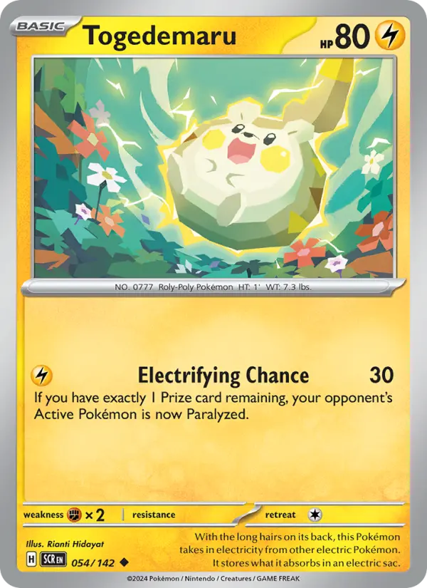Togedemaru Uncommon Pokemon card #054 from Stellar Crown