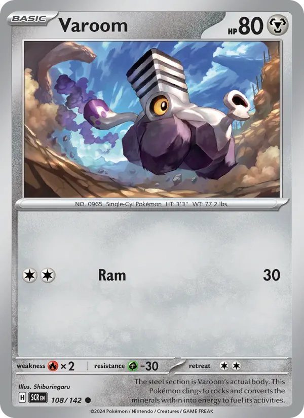 Varoom Common Pokemon card #108 from Stellar Crown