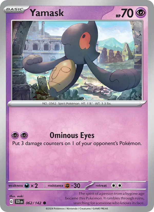 Yamask Common Pokemon card #062 from Stellar Crown