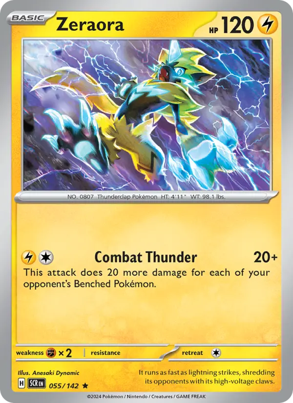 Zeraora Rare Pokemon card #055 from Stellar Crown