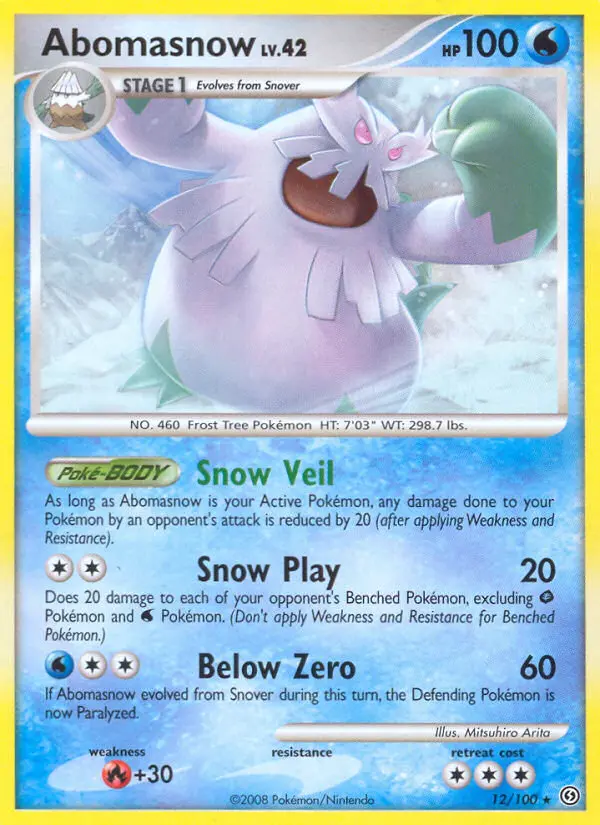Abomasnow Rare Pokemon card #12 from Stormfront