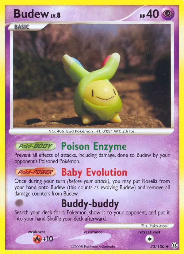 Budew Uncommon Pokemon card #33 from Stormfront