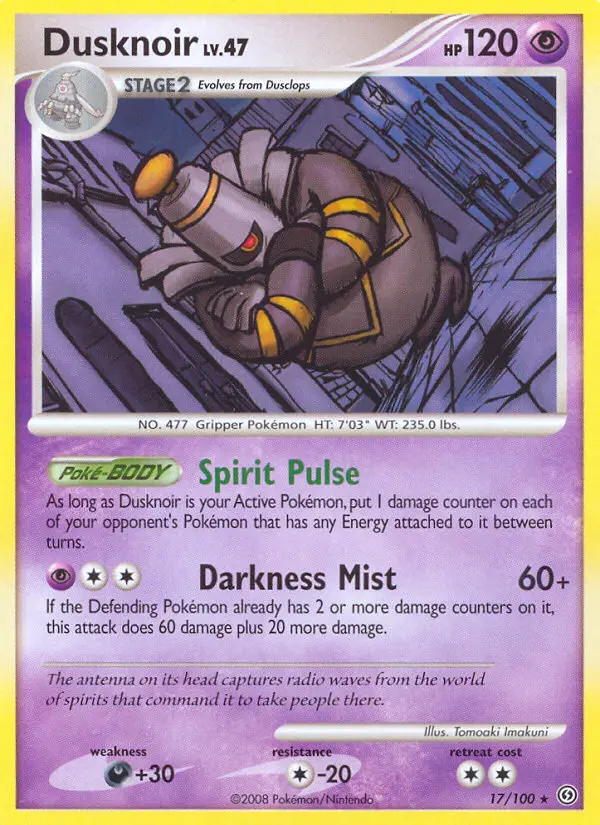 Dusknoir Rare Pokemon card #17 from Stormfront