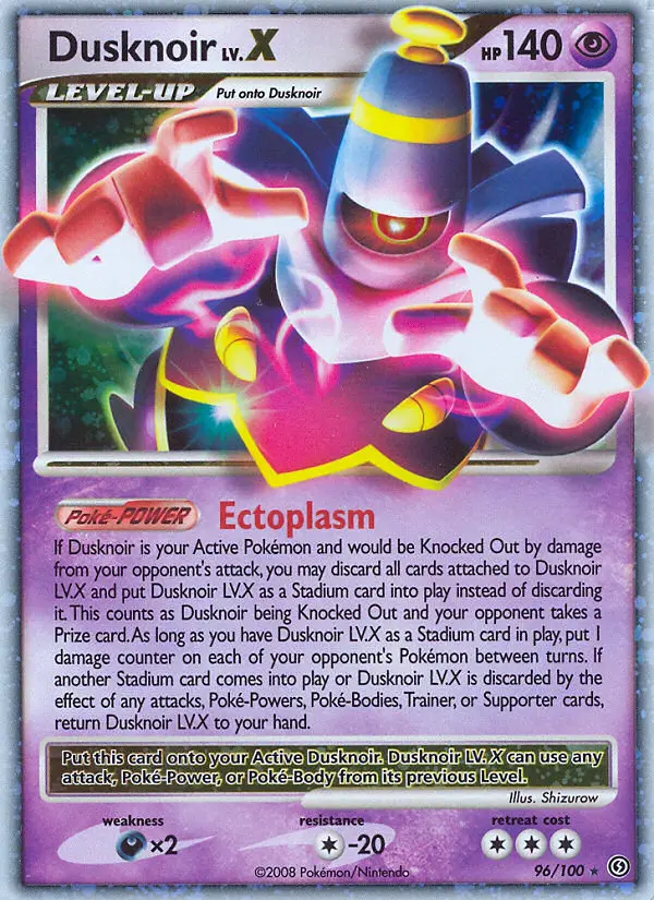 Dusknoir Rare Holo LV.X Pokemon card #96 from Stormfront