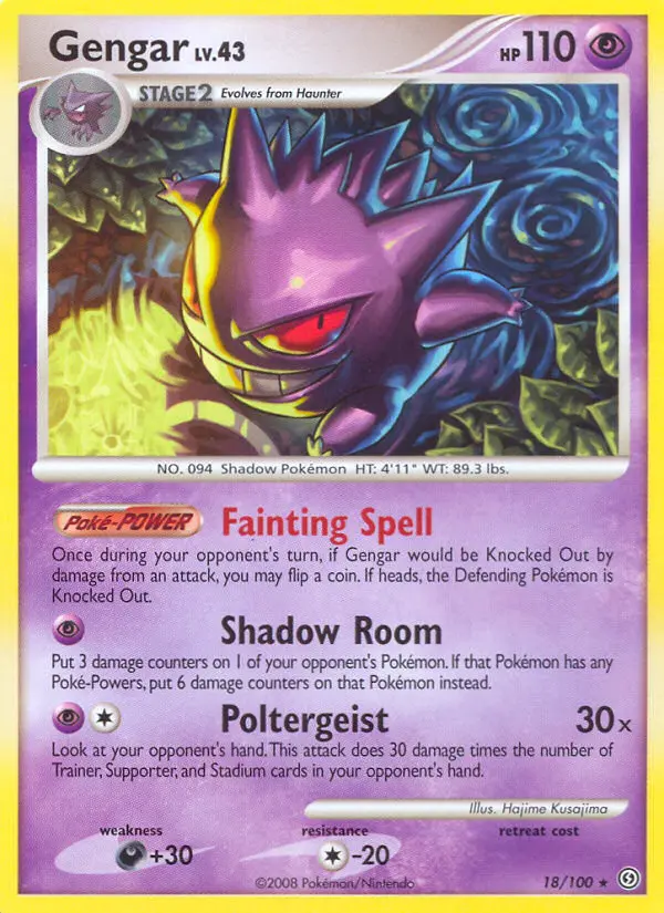Gengar Rare Pokemon card #18 from Stormfront