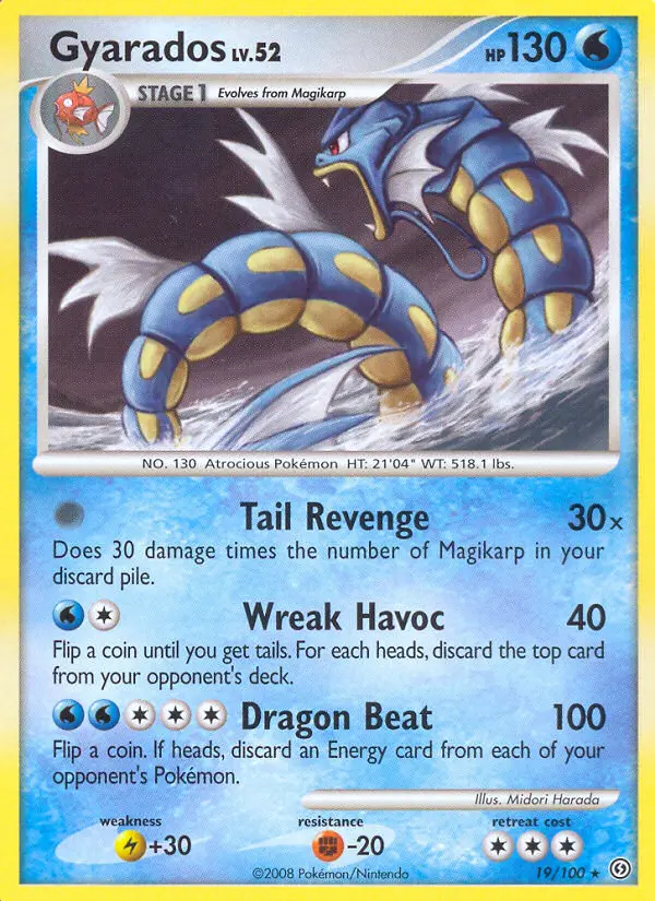 Gyarados Rare Pokemon card #19 from Stormfront