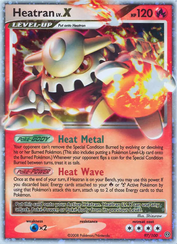 Heatran Rare Holo LV.X Pokemon card #97 from Stormfront