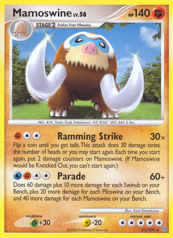 Mamoswine Rare Pokemon card #21 from Stormfront