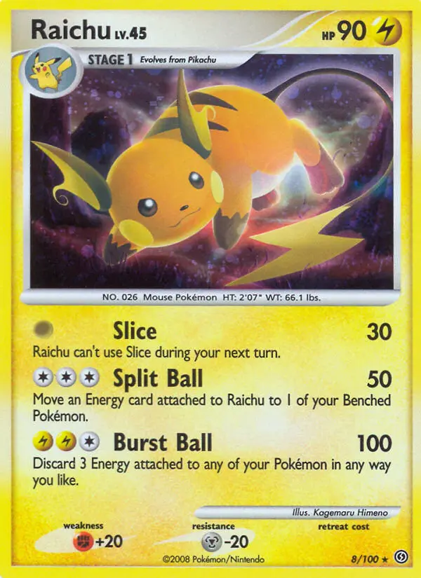 Raichu Rare Holo Pokemon card #8 from Stormfront