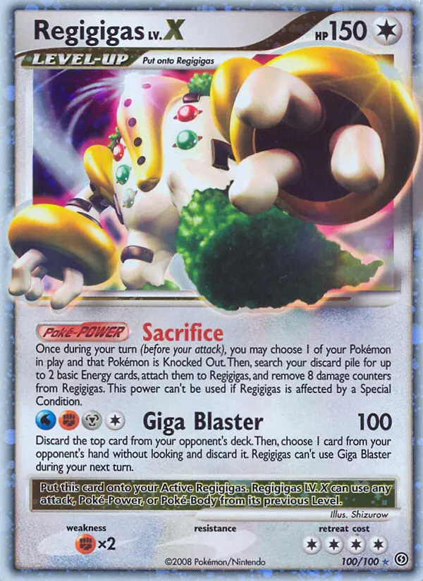 Regigigas Rare Holo LV.X Pokemon card #100 from Stormfront