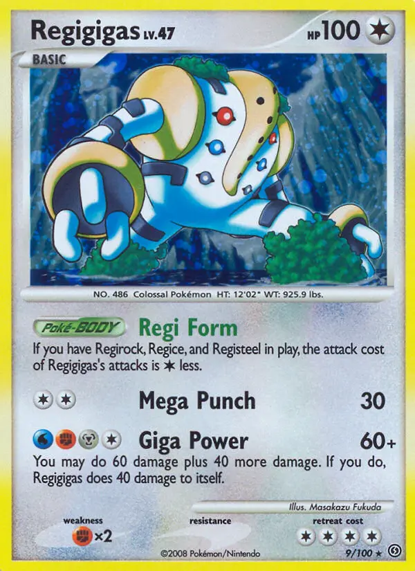 Regigigas Rare Holo Pokemon card #9 from Stormfront