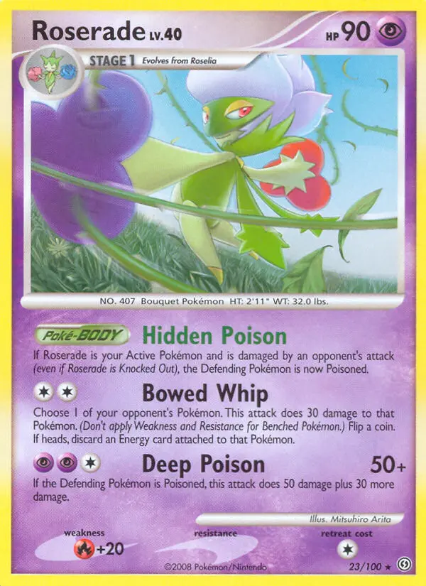 Roserade Rare Pokemon card #23 from Stormfront