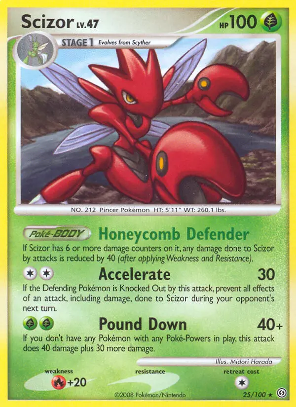 Scizor Rare Pokemon card #25 from Stormfront