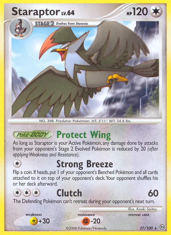 Staraptor Rare Pokemon card #27 from Stormfront