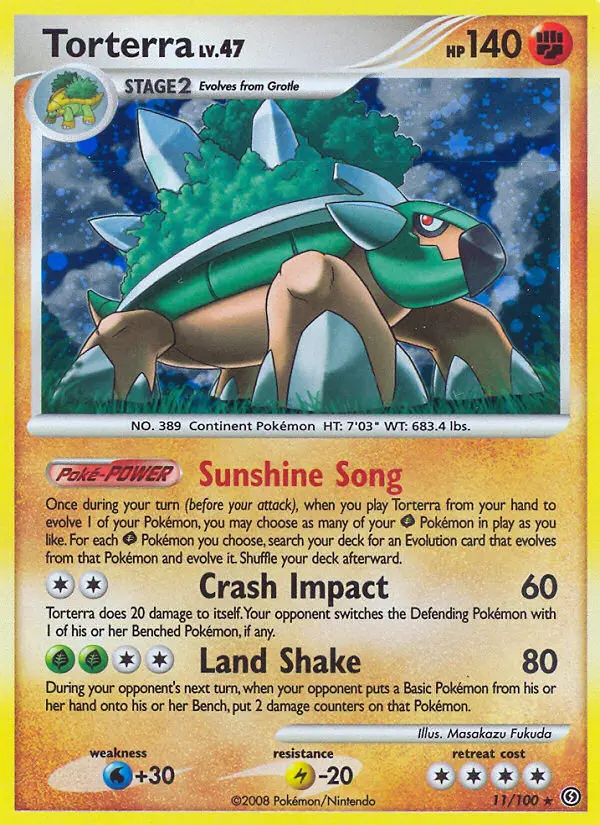 Torterra Rare Holo Pokemon card #11 from Stormfront