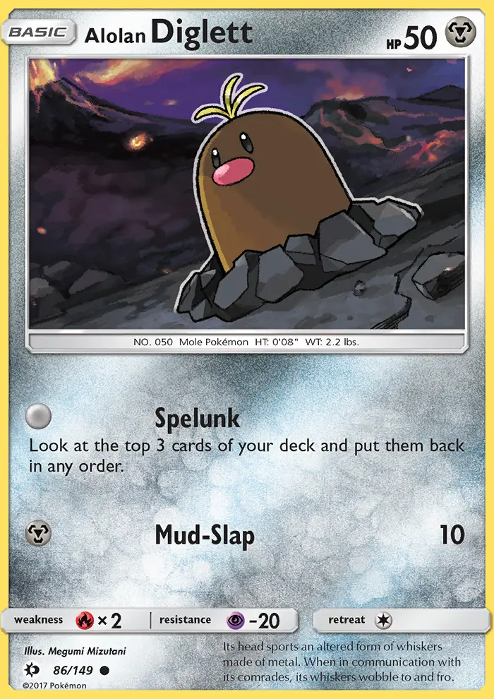 Alolan Diglett Common Pokemon card #86 from Sun & Moon