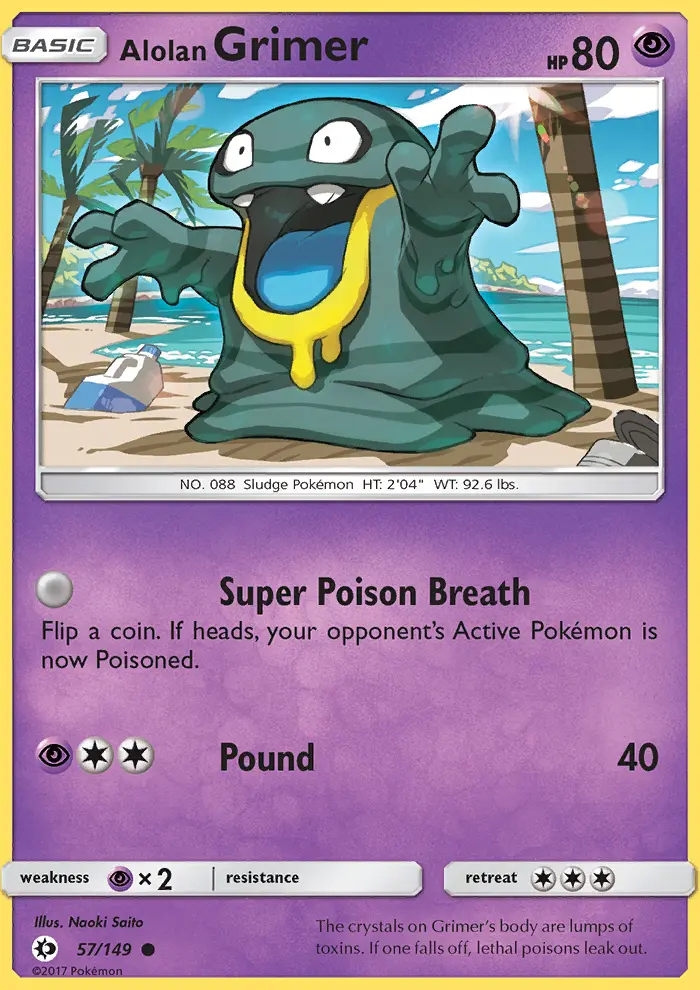 Alolan Grimer Common Pokemon card #57 from Sun & Moon