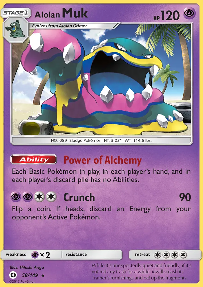 Alolan Muk Rare Pokemon card #58 from Sun & Moon