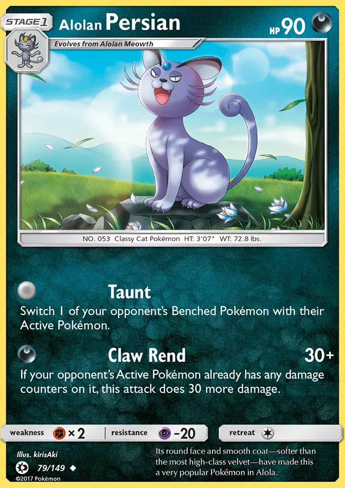 Alolan Persian Uncommon Pokemon card #79 from Sun & Moon