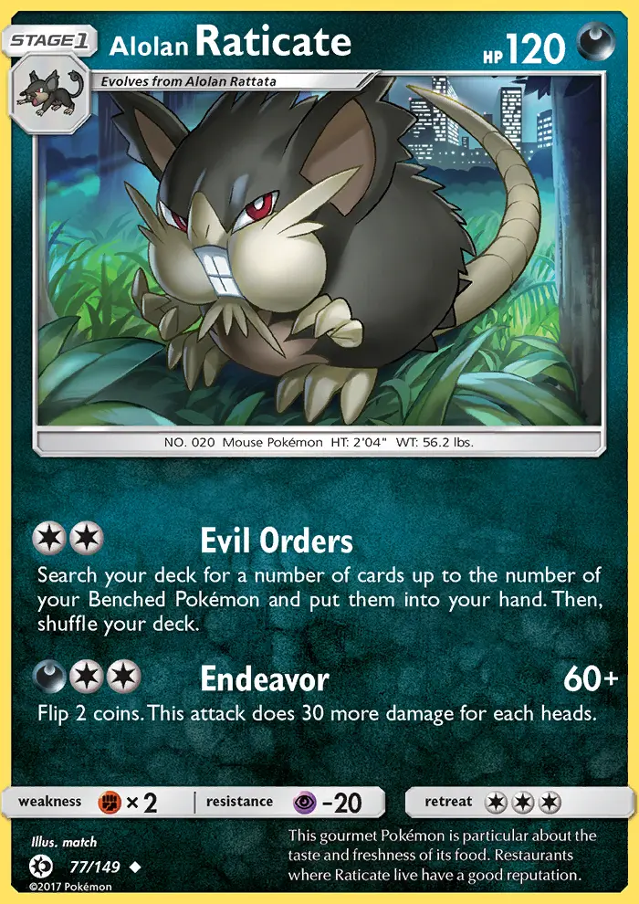Alolan Raticate Uncommon Pokemon card #77 from Sun & Moon