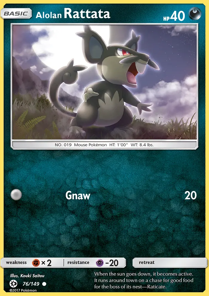 Alolan Rattata Common Pokemon card #76 from Sun & Moon