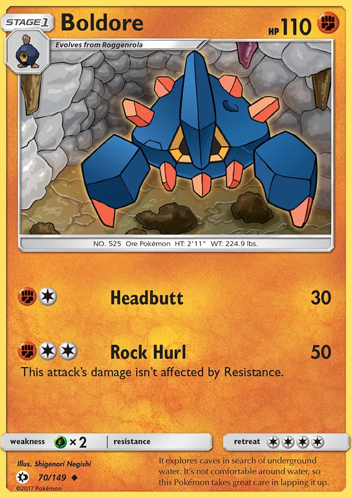 Boldore Uncommon Pokemon card #70 from Sun & Moon