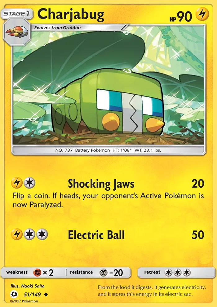 Charjabug Uncommon Pokemon card #51 from Sun & Moon