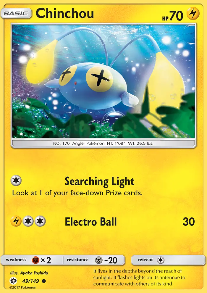 Chinchou Common Pokemon card #49 from Sun & Moon