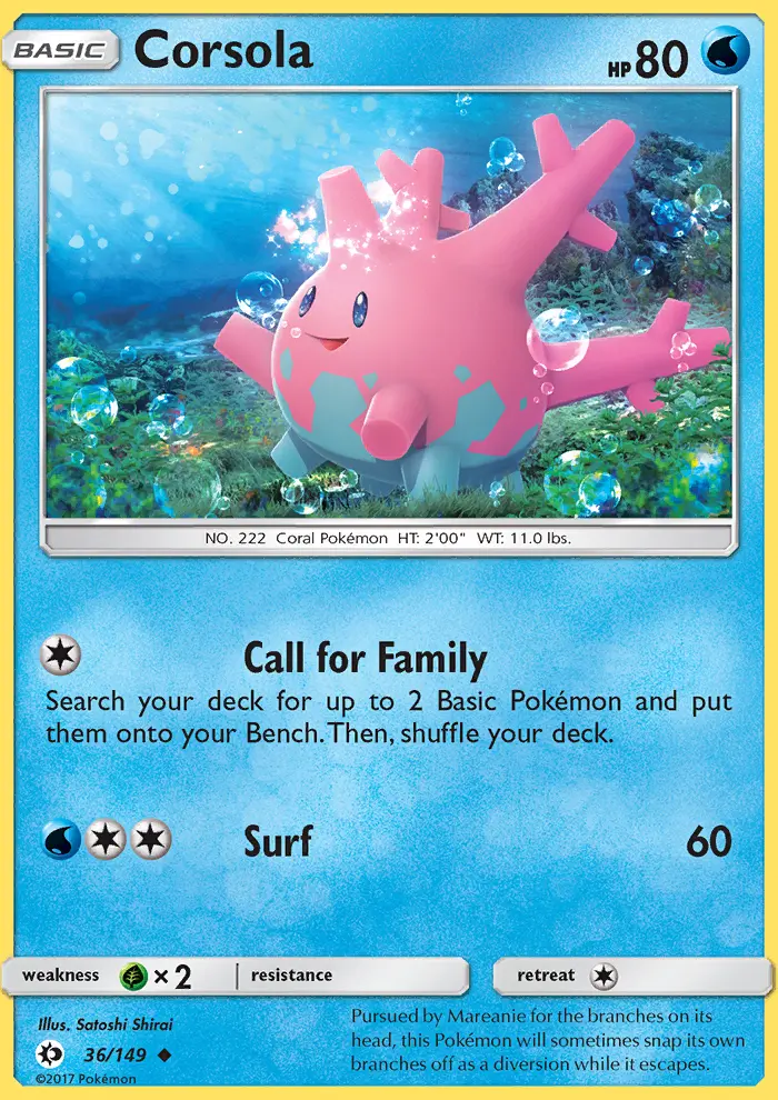 Corsola Uncommon Pokemon card #36 from Sun & Moon