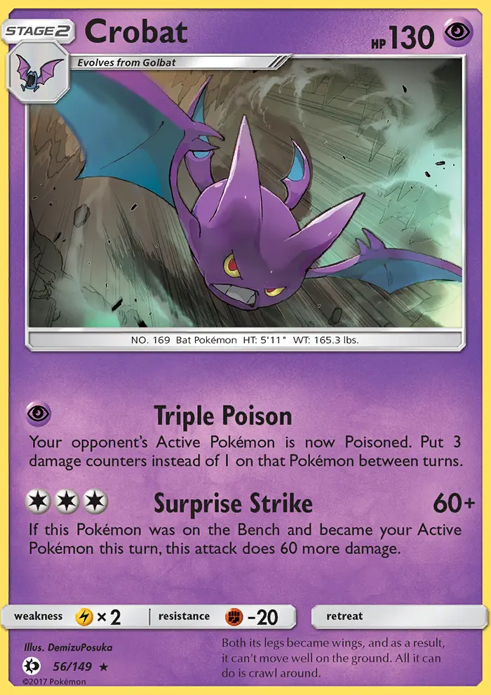 Crobat Rare Pokemon card #56 from Sun & Moon