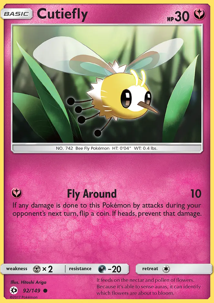 Cutiefly Common Pokemon card #92 from Sun & Moon