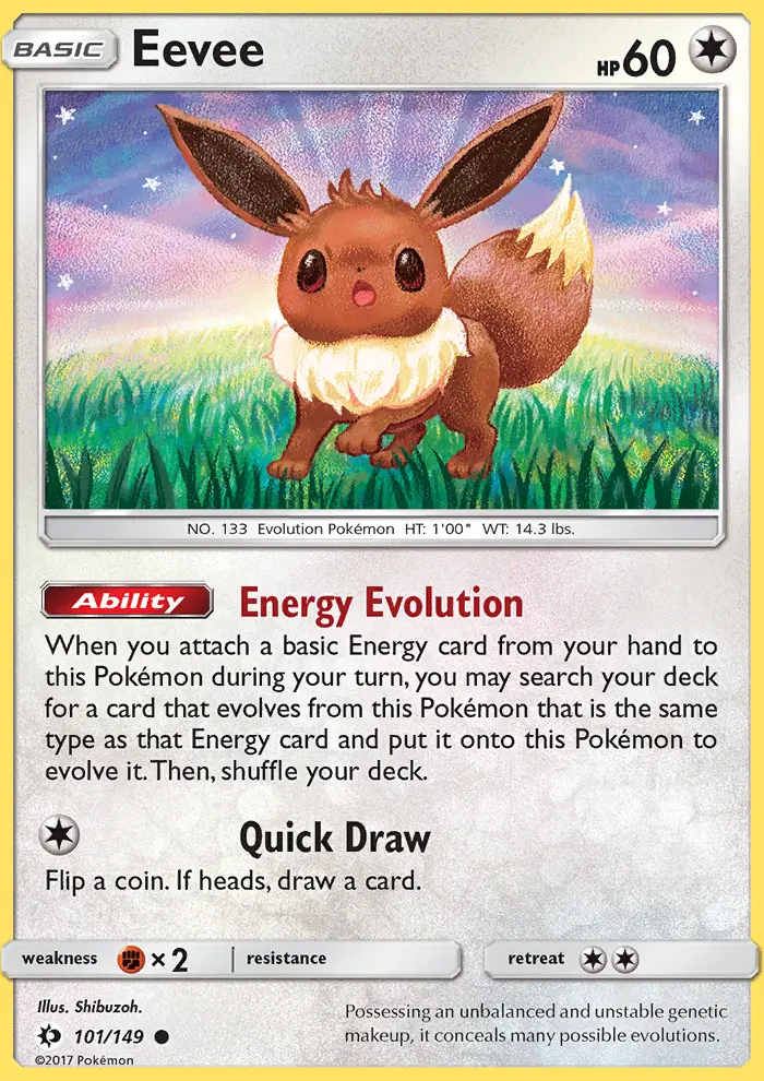 Eevee Common Pokemon card #101 from Sun & Moon