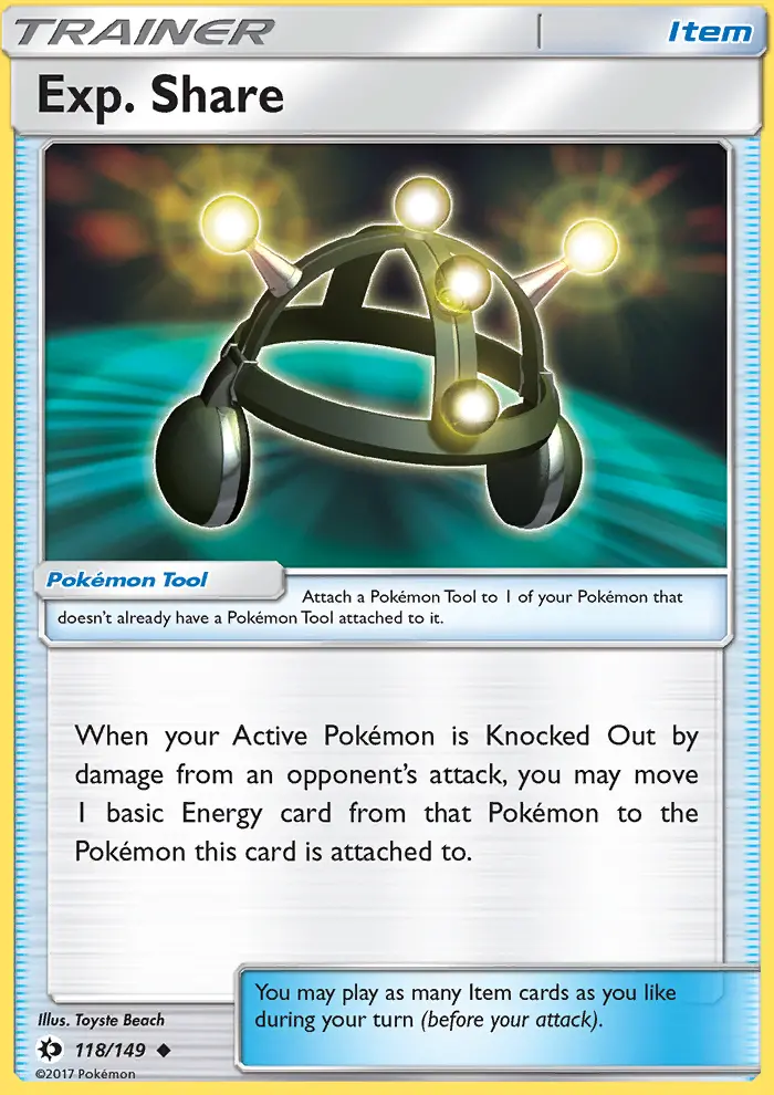 Exp. Share Uncommon Pokemon card #118 from Sun & Moon