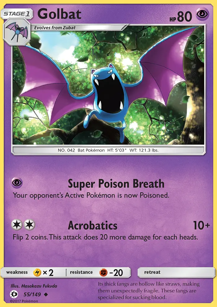 Golbat Uncommon Pokemon card #55 from Sun & Moon