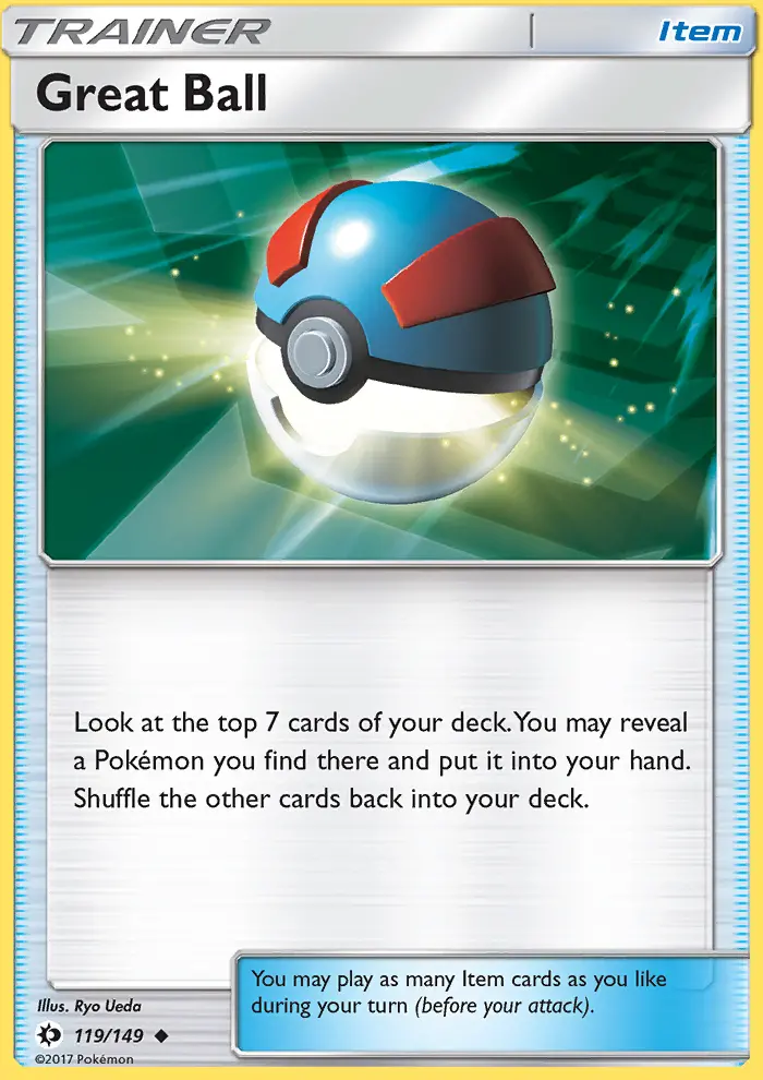Great Ball Uncommon Pokemon card #119 from Sun & Moon