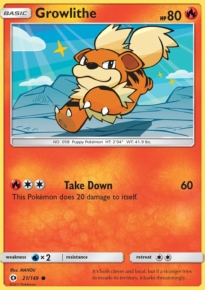 Growlithe Common Pokemon card #21 from Sun & Moon