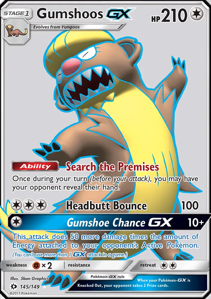 Gumshoos GX Ultra Rare Pokemon card #145 from Sun & Moon