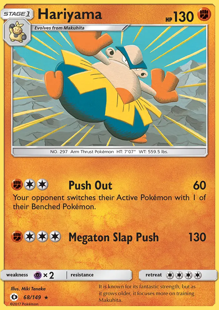 Hariyama Rare Pokemon card #68 from Sun & Moon